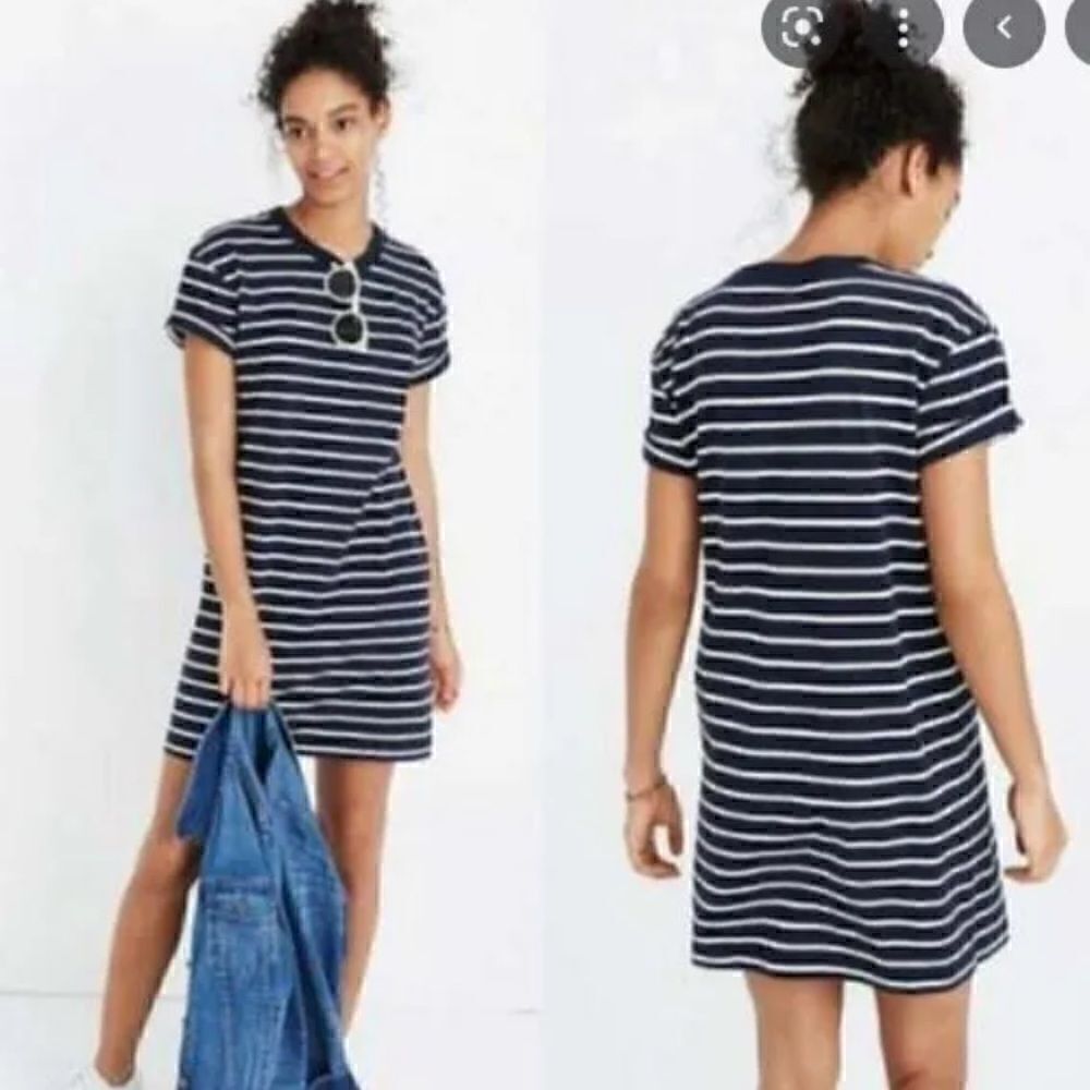 Madewell Tina Stripe T Shirt Dress Navy White Size XXS